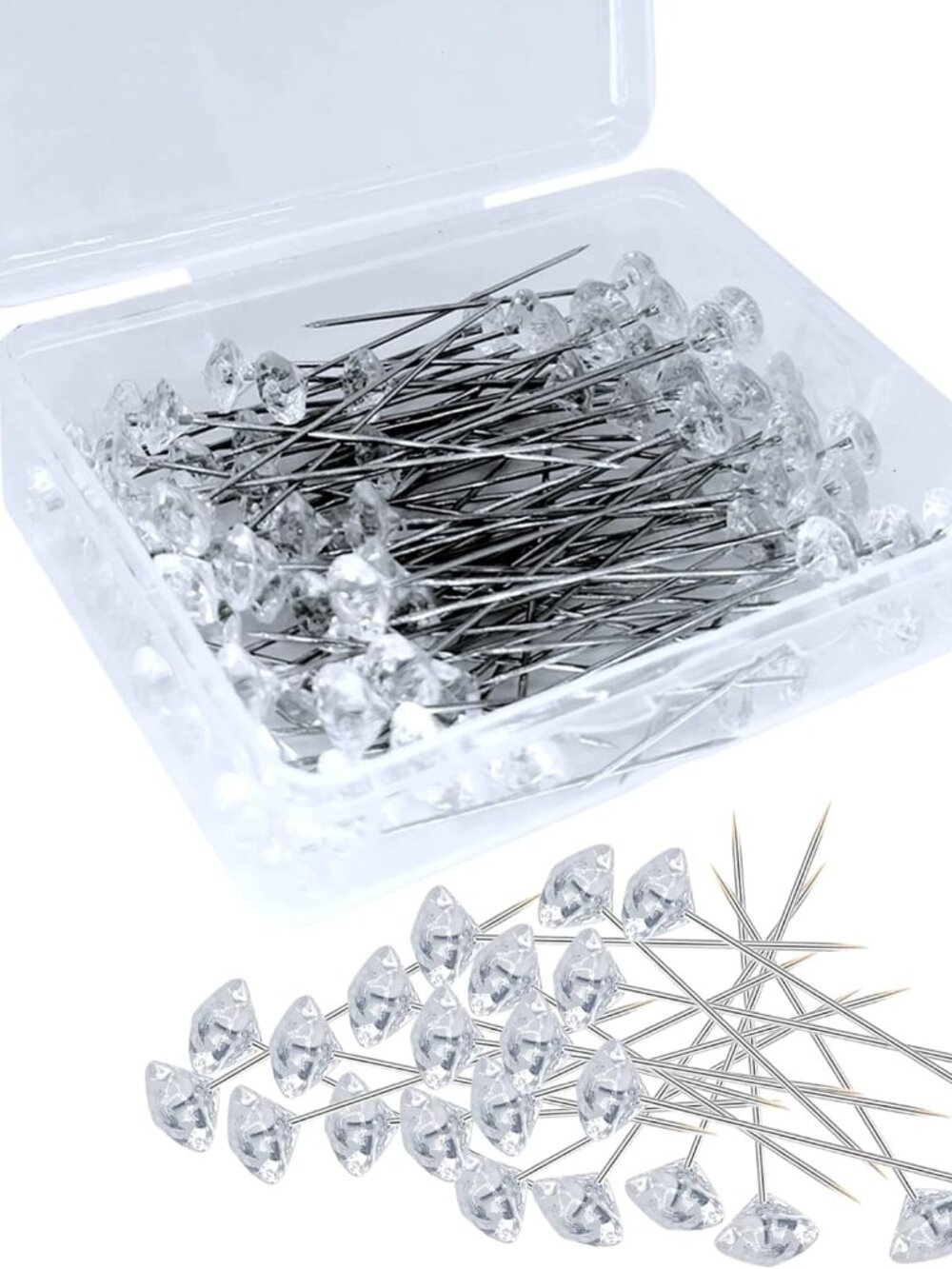 300PCS Bouquet Pins, Sewing Corsages Flower Pins, Long 2inch Straight Head Diamo
